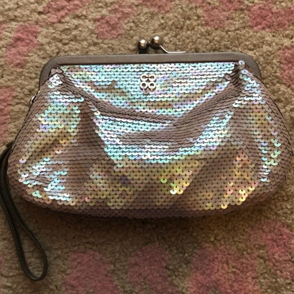Coach Julia Iridescent Silver Sequin
Kisslock Clutch